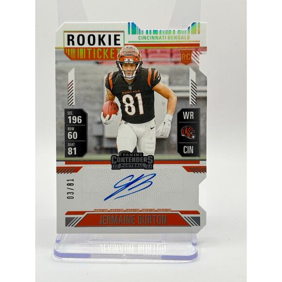 2024 Contenders Jermaine Burton Rookie Ticket Variation Die-Cut Auto 3/81 SP RC - Picture 1 of 2